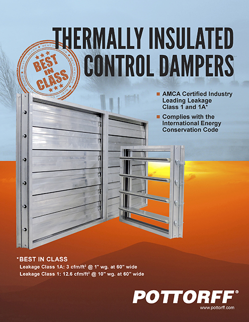 Our thermally insulated control dampers have Industry leading leakage class. AMCA cerified